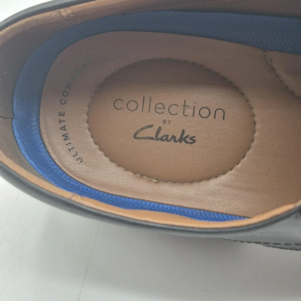Clarks‎ Collection Shoes Mens Size 11.5 Black Leather Cap Toe Derby Dress